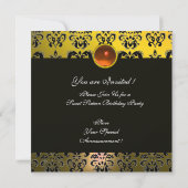 INVITATION BEAUTÉ ÉTERNELLE, SUCRÉ 16 JAUNE, DAMAS NOIR BLANC (Dos)