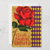 Invitation Beauté & La Beast Red Sparkle Rose Fête des mariée (Devant)