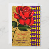 Invitation Beauté & La Beast Red Sparkle Rose Fête des mariée (Dos)