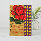 Invitation Beauté & La Bête Rouge Éperche Rose Quinceañera (Debout devant)