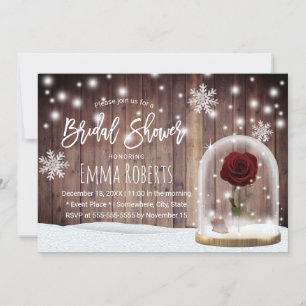 Invitation Beauté Rose Dome Rustique Fête des mariées d'hiver