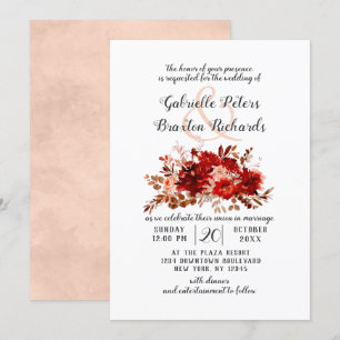 Invitation Beauté Rustique Bouquet Floral Bohème de Mariage d