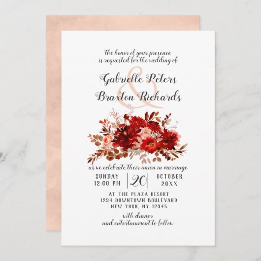 Invitation Beauté Rustique Floral Automne Boho Bouquet Mariag (Devant / Derrière)