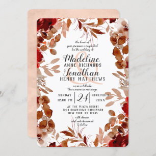 Invitation Beauté rustique Floral Automne Harvest Mariage fro
