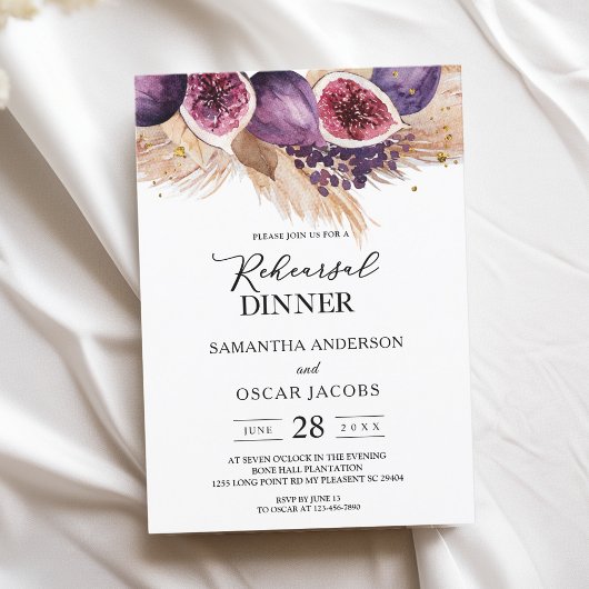 Invitation Beauté tendance violet Figs & Pampas
