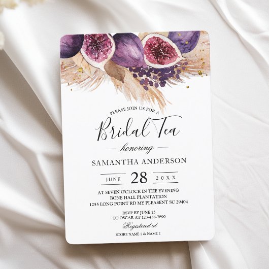 Invitation Beauté tendance violet Figs & Pampas