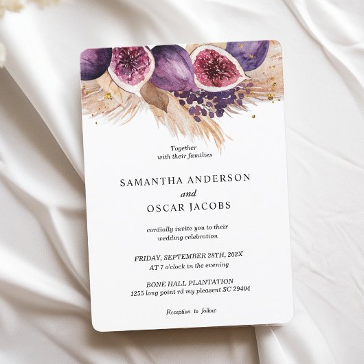 Invitation Beauté tendance violet Figs & Pampas