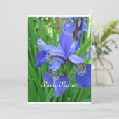 Invitation Beautfiul iris bleu et feuilles verts (Debout devant)