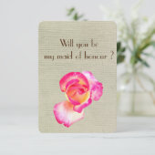 Invitation Beautif Rose Flower, Serez-vous ma servante d'honn (Debout devant)