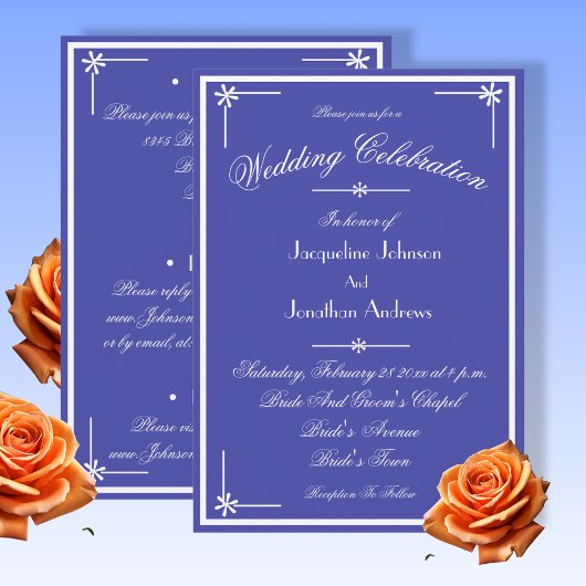 Invitation Beautiful Blue All In One RSVP Website Wedding