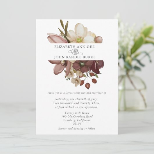 Invitation Beautiful boho rose & neutral wedding  (Debout devant)