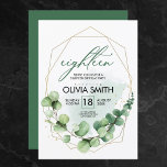 Invitation Beautiful Cute 18 Eighteen Birthday Greenery Girl<br><div class="desc">18th Birthday Elegant Eucalyptus Greenery and Gold Invitation. Modern 18th Birthday succulent and Gold Lines Invitation. 18th celebration invitation Age. For further customization, please click the "Customize it" button and use our design tool to modify this template. This trendy greenery birthday party invitation features a fancy script typography heading. Try...</div>