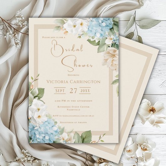 Invitation Beautiful Floral Hydrangea Bridal Shower