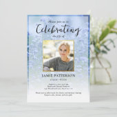 Invitation Beautiful Flowers Life Celebration Photo Funeral  (Debout devant)