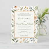 Invitation Beautiful Pastel Neutral Wildflowers and Ferns (Debout devant)