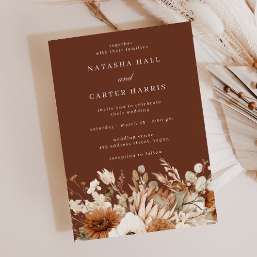 Invitation Beautiful Rich Boho Blooms Wedding