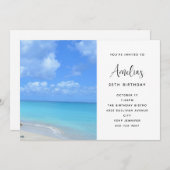 Invitation Beautiful Turquoise Tropical Beach Birthday (Devant / Derrière)