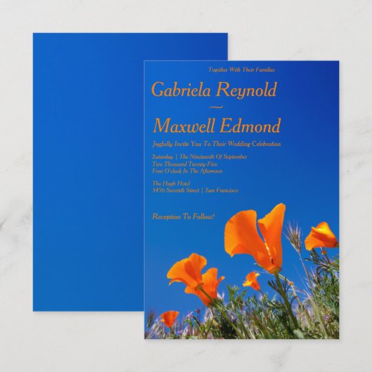 Invitation Beauty Nature Floral Californie Mariage de pavot (Devant / Derrière)