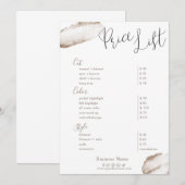 Invitation Beauty Salon Gold Blush Pink Tarifs (Devant / Derrière)