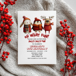 Invitation Beaux Animaux Amusants Festif de Noël Fête des Enf