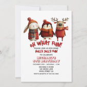 Invitation Beaux Animaux Amusants Festif de Noël Fête des Enf (Devant)