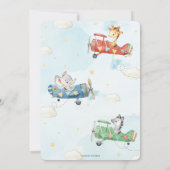 Invitation Beaux Animaux Avion Aventure Oh Baby shower Garçon (Dos)