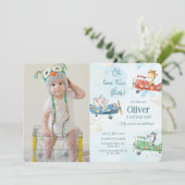 Invitation Beaux Animaux Avion Aventure Temps Vols Anniversai (Debout devant)