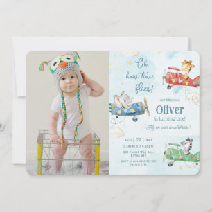 Invitation Beaux Animaux Avion Aventure Temps Vols Anniversai