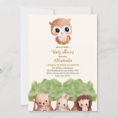 Invitation Beaux animaux de la forêt baby shower des bois (Devant)