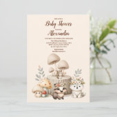 Invitation Beaux animaux de la forêt baby shower des bois (Debout devant)