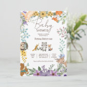 Invitation Beaux animaux de la forêt baby shower des bois (Debout devant)