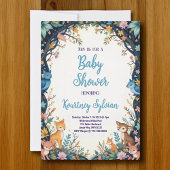 Invitation Beaux Animaux Pastel Floral Baby shower boisé