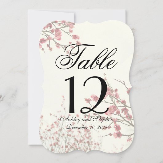 Invitation Beaux arbres à fleurs de cerisier sur fond blanc é (Devant)