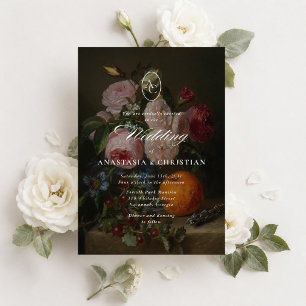 Invitation Beaux-arts floral vintage vie en mariage