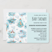 Invitation Beaux Baleines nautiques Aquarelle Motif Douche (Devant)