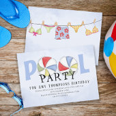 Invitation Beaux Bals Whimsical Fun Pool Party Summer Beach
