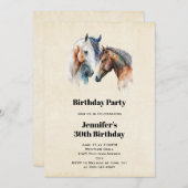Invitation Beaux Chevaux Boho Occidental Style Anniversaire (Devant / Derrière)