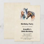 Invitation Beaux Chevaux de Style Western Boho pour Anniversa (Devant / Derrière)