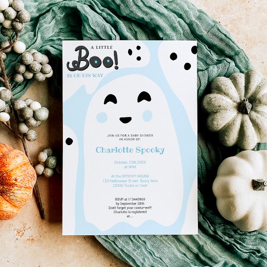Invitation Beaux fantômes bleus Halloween boo baby shower