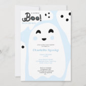 Invitation Beaux fantômes bleus Halloween boo baby shower (Devant)