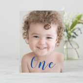 Invitation Beaux garçons 1er anniversaire de fête Photo Bleu (Debout devant)