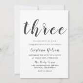 Invitation Beaux garçons 3ème anniversaire fête Photo & Scrip (Dos)