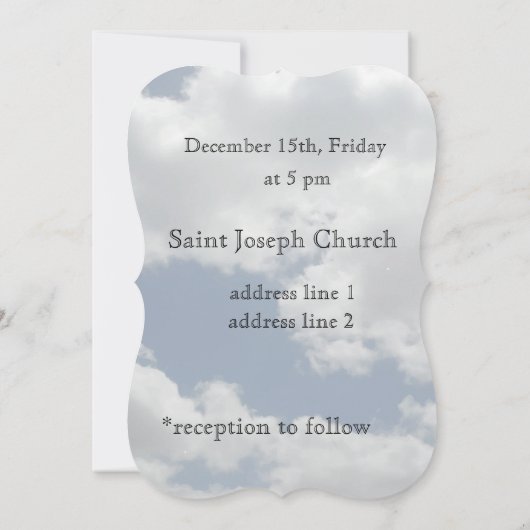 Invitation Beaux nuages bleus et blancs Imprimer Mariage (Dos)