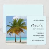 Invitation Beaux palmiers sur une plage tropicale Anniversair (Devant / Derrière)