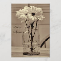 Beaux pot de maçon de sépia et baby shower de