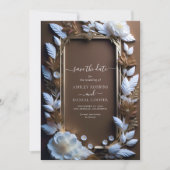 Invitation Beaux Roses ornés avec accent doré La Date (Devant)