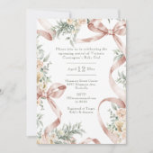 Invitation Beaux rubans & Baby shower Floral (Devant)