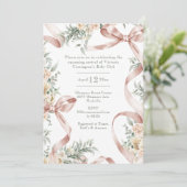 Invitation Beaux rubans & Baby shower Floral (Debout devant)