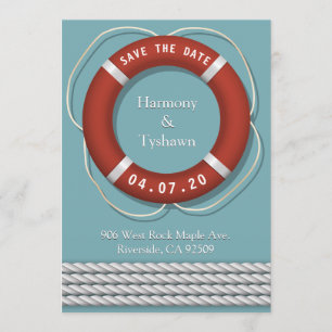 Invitation Beaux Sauveteurs de Style Marin Sauvegarder la Dat