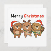 Invitation Beaver Christmas Animals Beavers Merry Christmas I (Devant / Derrière)
